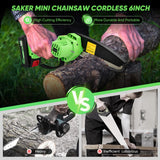 Saker Mini Chainsaw|6 Inch Chainsaw[2025 Upgraded]|Mini Cordless Electric Chain Saw|Small Handheld Portable Chainsaw Battery Powered Chain Saw for Tree Trimmer and Garden,Christmas Gifts for Men Women