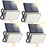 SUPERDANNY Solar Outdoor Flood Lights with 113 Bright LEDs, Motion Sensor Dusk to Dawn Outside Flood Lights with 16ft Cable IP65 Waterproof, Security Light for Garden Barn Porch 4 Pack