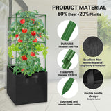 MQHUAYU 2 Pack Tomato Cages with 17 Gallon Grow Bags, 47” Heavy Duty Square Tomato Plant Stakes Support Cages Trellis for Garden Climbing Vegetables Flowers Fruits (47IN Tall, Extra-Bold)