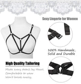 FIBO STEEL 4 PCS Black Strappy Cage Bra Sexy Bra Harness for Women