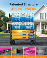 Collapsible Wagon Cart with Wheels, 220LBS for Grocery Shopping Camping