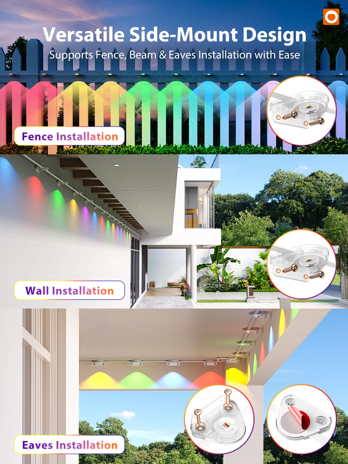 addlon 200FT Permanent Outdoor Lights, RGB+IC Smart LED Outdoor Lights for House, App & Remote Control, DIY Scene Mode, IP67 Waterproof Christmas Light, Holiday, Party, Halloween Decorations