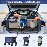 COMLAX FIELD Collapsible Wagon Cart Foldable with Big Wheels Brakes, 250lbs Folding Utility Lightweight Garden Wagon, Portable Grocery Cart for Camping Shopping Sports Pets, Blue