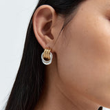 Baby Knot Mixed Metal Statement Earrings – 18K Gold & Silver Plated Earrings – Modern Twisted Knot Design – Bold Everyday Jewelry by Heaven Mayhem