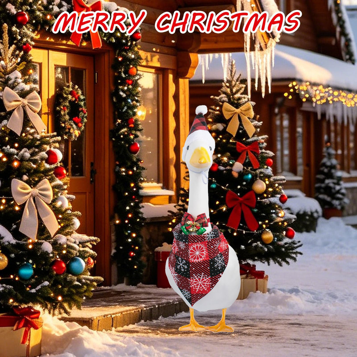 8 Set Holiday Porch Goose Outfits for 17/23" Plastic Lawn Goose - 4th of July Valentines St. Patricks Easter Summer Fall Halloween Christmas Clothes - Patio Yard Garden Decor with Hat Glasses and Bib