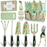 Gardening Tools, WisaKey 10 Piece Heavy Duty Garden Tools Set with Handle, Durable Fashion Garden Organizer Handbag, Ideal Gardening White Elephant Gifts Gift for Woman Mothers
