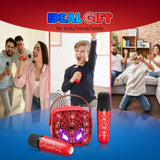 Mini Karaoke Machine Toys Gifts: Kids Toys Christmas Birthday Gifts for 4 5 6 7 8 9 Years Old Girl Boy Stocking Stuffers LED Portable Bluetooth Speaker with 2 Wireless Microphone Girl Gift Age 3-12+