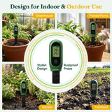 Grenebo 3-in-1 Soil Moisture Meter, Digital Plant Water Meter, Temperature & Sunlight Intensity Sensor, LCD Display Soil Tester for Gardening, Farming, Plant Care, Indoor & Outdoor Plants, 2 Pack