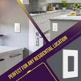 ENERLITES Screwless Decorator Wall Plate Child Safe Outlet Cover, Size 1-Gang 4.68" H x 2.93" L, Polycarbonate Thermoplastic, SI8831-W-10PCS, White (10 Pack)