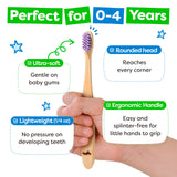 Dr. Noah Microplastic-Free Bamboo Baby Toothbrush, Dentist Designed, 4 Pack