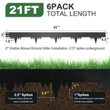 Metal Landscape Edging Border 6 Packs 42'' L x 4.5'' H, Galvanized Steel Garden Edging Border with 6 Stakes, Hammer-in Lawn Edging for Landscaping, Flower Bed, Yard, Pathway, Tree Ring (21ft Total)