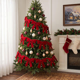 Christmas Decorations - 6 Ft Red Velvet Bow Garland