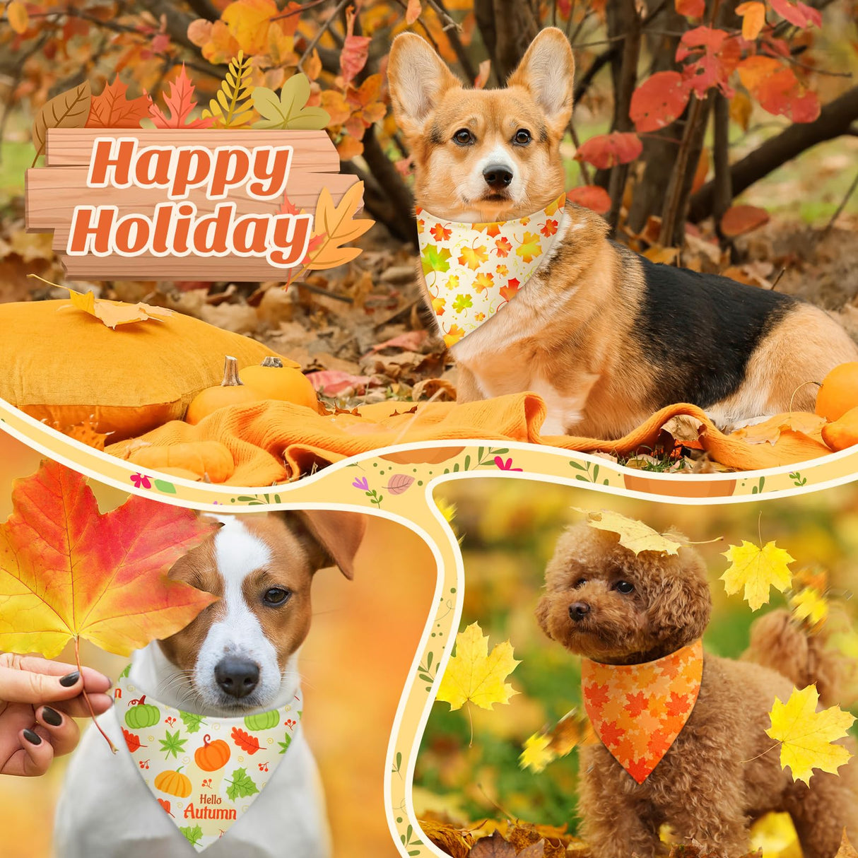 Preboun 100 Pcs Thanksgiving Christmas Dog Bandanas Bulk Holiday Bandanas for Dog Triangle Kerchief Bib Scarf Set for Pet Cat Party Costume Photo Props Accessories Pet Shops Owners Groomers, 25 Styles