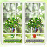 Stained Glass Plant Suncatcher Window Hanging, Marzovitra 10 Inch Real Glass Potted Green Leaves Sun Catcher with Chain Botanical Sun Catcher Window Decor for Home Garden, Plant Lover Gift