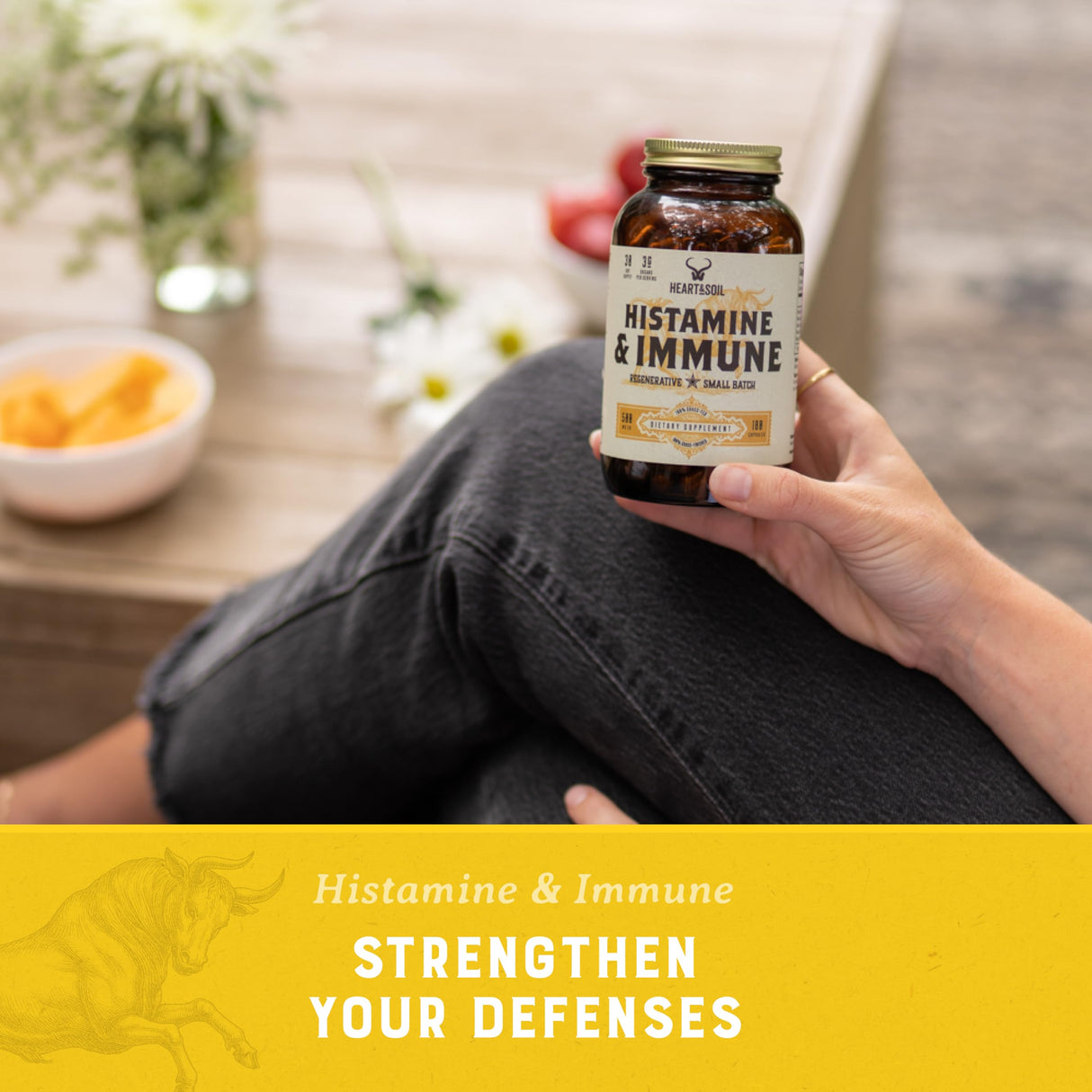 HEART & SOIL Histamine and Immune Support – 3000mg DAO Enzyme Supplements with Bovine Thymus, Selenium & Vitamin A – Non-GMO, Allergen-Free – 180 Capsules