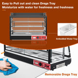 35inch 3-Tier Commercial Food Warmer with Top Rack for Milk Juice, Countertop Heat Holding Cabinet Display Case for Pizza/Pretzel, Three Color Lighting, w/Thermometer for Cafeteria Kitchen Restaurant