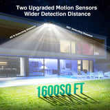 LYWALT Solar Lights Outdoor - 3000LM 188 LED Motion Sensor Outdoor Lights, 4 Heads IP65 Waterproof Powered Security Flood Lights, 270°Wide Lighting Angle Wall Light with Sensors for Backyard (4 Pack)
