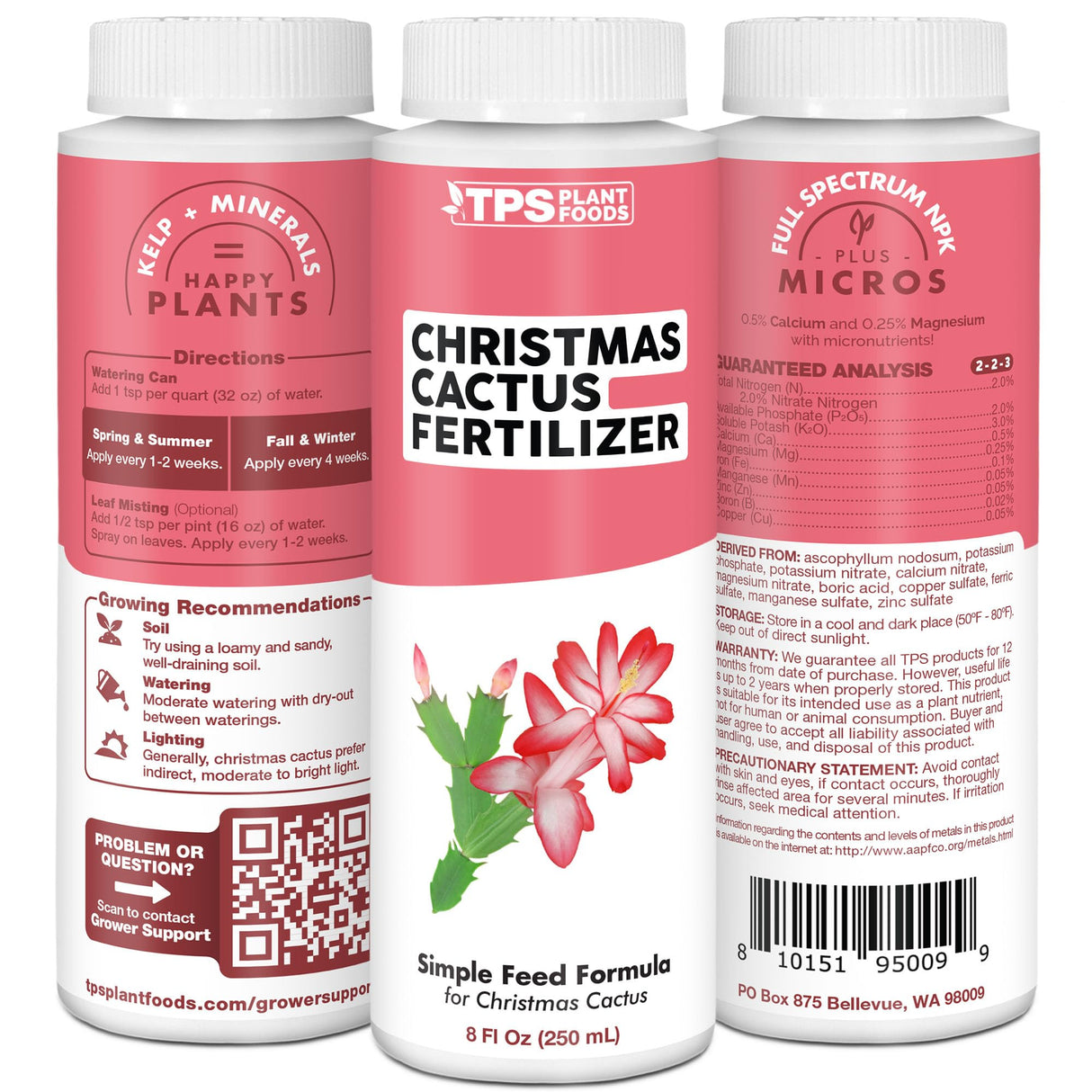 TPS NUTRIENTS Christmas Cactus Fertilizer for All Christmas Cacti and Schlumbergera Cacti, Liquid Plant Food, 32 oz (1 Quart)