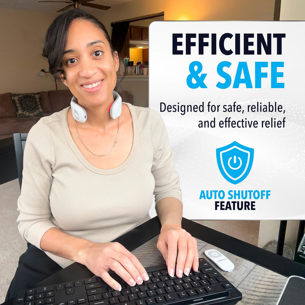 FORTHiQ Neck TENS Machine with Heat, Electric Neck Massager for Pain Relief, 15 Levels Deep Tissue Massage, Portable and Soothing, FSA or HSA Eligible