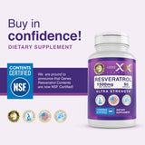 Genex Formulas Resveratrol 1500 mg Supplement for Healthy Aging – NSF Certified for Safety, Quality & Label Accuracy – Potent Antioxidant & Healthy Aging Formula - Gluten Free 90 Count