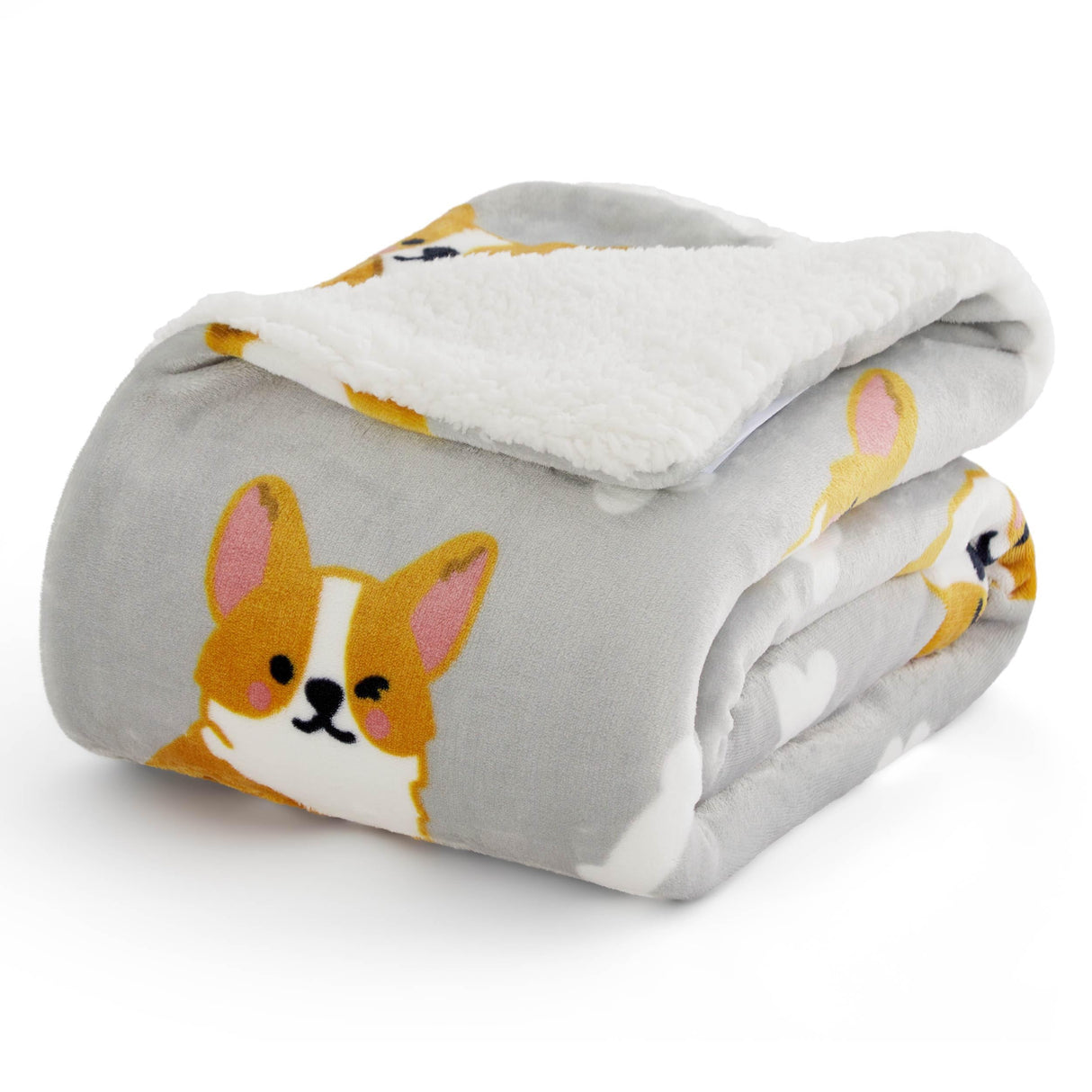 Bedsure Gentlesoft Corgi Blanket for Dog Lovers, Thick Warm Sherpa Throw Corgi Gifts for Women, Men, Kids, Teen Girls Boys, Teenage, Grandkids, Christmas Decor Winter Blanket with Dogs on it, 50"x60"