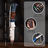 Personalized Folding Knife - Damascus Olive-Brown Pocket Knife, Custom Gift for Husband, Boyfriend, Dad, Son, Groomsmen, Perfect for Birthday, Anniversary, Father’s Day, Christmas Gift