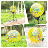 VCUTEKA Gazing Ball, Glass Gazing Balls Sphere for Garden Lawn Outdoor Ornament Yard Decorative, Yellow Swirl, 10"