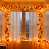 BlcTec Fall Decorations for Home 9 FT Battery Operated Fall Garland with Lights 50 LED Orange Bulbs, 6 Pumpkins, 8 Modes, Timer, Lighted Fall Maple Leaves Garland for Thanksgiving Christmas Decoration