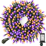Decute Halloween String Lights Outdoor Indoor Waterproof 300LED 105FT UL Certified with End-to-End Plug 8 Modes, Decoration Lights for Christmas Tree Patio Garden Wedding Party Orange Purple