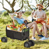 Polar Aurora Fishing Cart Beach Cart Collapsible Wagon w/11'' All-Terrain Wheels for Sand, Heavy Duty Garden Cart with Rod Holders,Umbrella Holder and Storage Pockets, 550lb Large Capacity