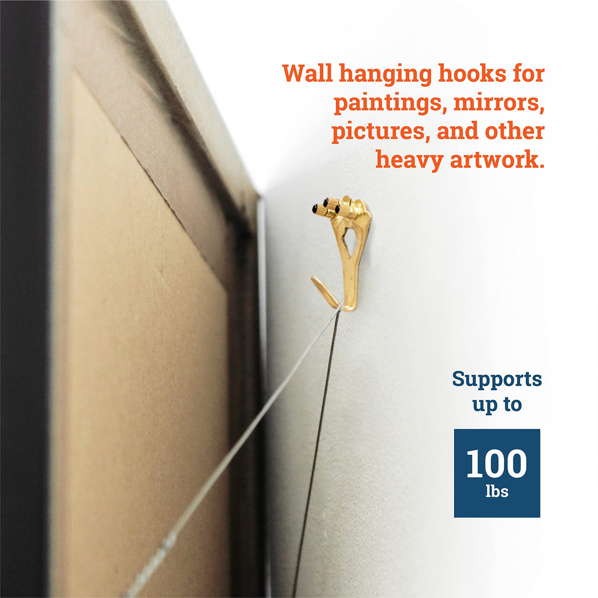PHS 100 lb Picture Hanging Hooks – Heavy Duty Picture Hangers, 10 Pack Frame Hangers with Nails, Mirror Hanging Kit, Heavy Mirror Mounting Hardware for Drywall and Plaster