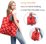 BeeGreen Christmas Reusable Grocery Bags 10 Pack Reusable Shopping Bags Bulk Christmas Gifts Tote Bags with Zipper Storage Pouch Elastic Band Foldable-Machine Washable