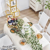 PONKING 8 Pcs x 8.2 ft Flower Garland Artificial Rose Vine Flowers with Green Leaves Hanging Fake Roses Vine for Room Party Home Wedding Birthday Christmas Wall Arch Decor, Spring White Flower