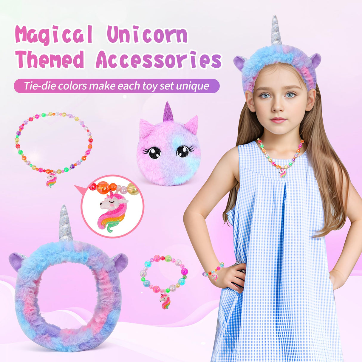 Cherry Tale Unicorn Gifts for Girls Age 6-8, Kids Unicorn Toys Set with Light Up Star Pillow Diary Headband Eye Mask Christmas Birthday Gifts for Little Girls Age 4 5 6 7 8 9 10