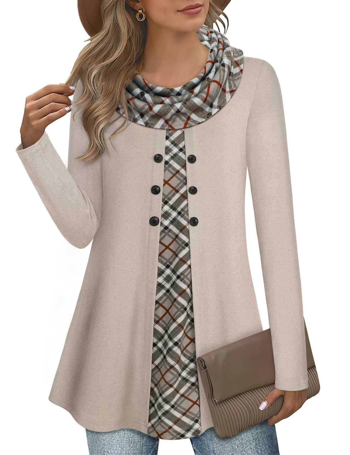 Bebonnie Womens Fall Fashion 2024,Thanksgiving Outfits Woman Fall Tops for Women Long Sleeve Cowl Neck Winter Clothes Tunic Tops Christmas Sweaters for Women 2024 Silver Birch M