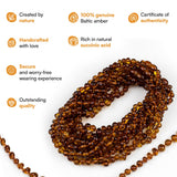 Baltic Amber Necklace - 12.5", Polished Beads, Cognac Color