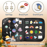 BOHEMIABY Enamel Pin Display Book, Small Collections Travel Pin Trading Book, Brooch Pin Lover Collector Bag, 6-Page Lapel Pin Display Board with Protective Film, Handles and Shoulder Strap, Black