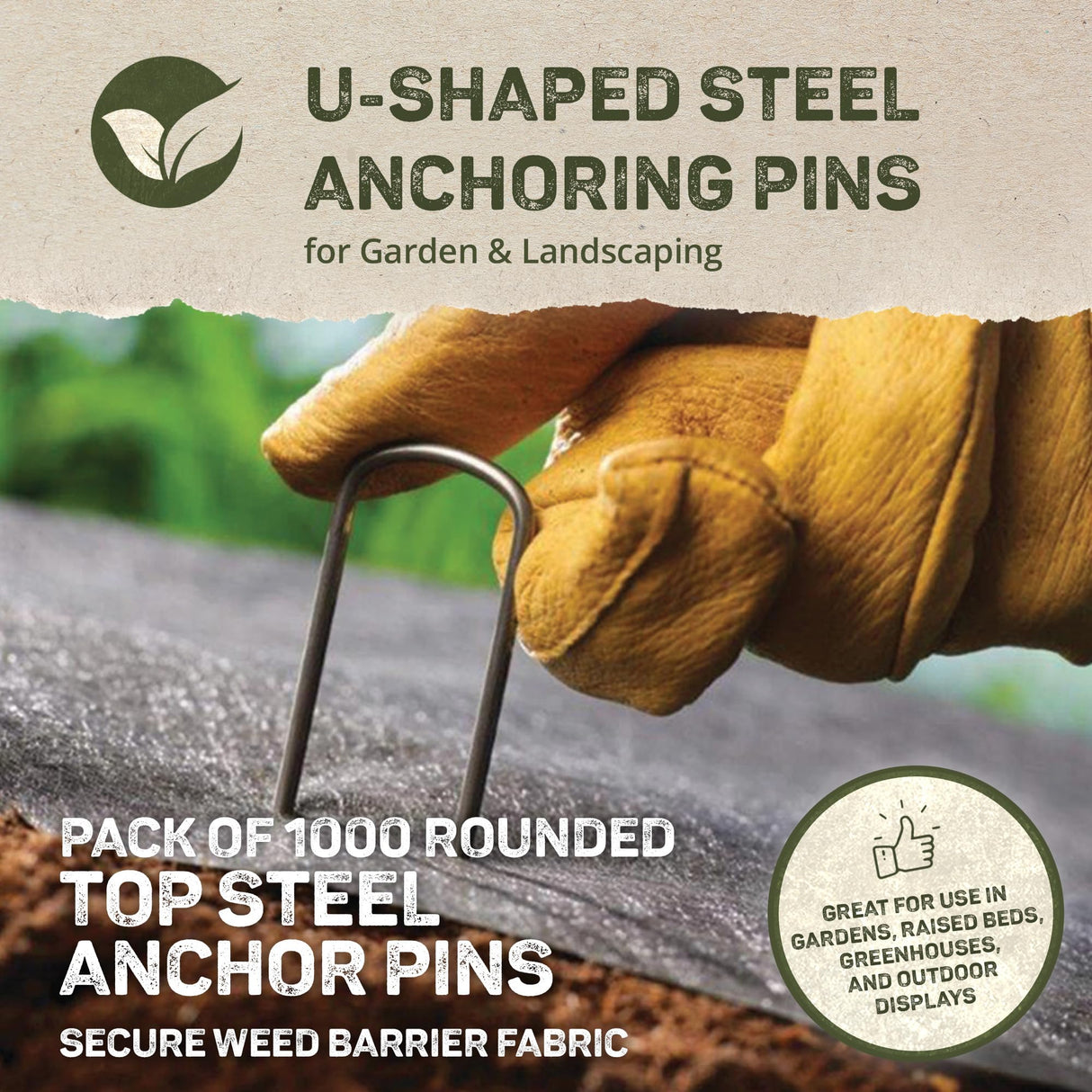 DeWitt 6 Inch U-Shaped Rounded Top Steel Anchor Pins, Garden Staples for Weed Barrier, Mats, Tarps, Garden, & Outdoor Landscaping, 100 Count, Silver