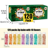 AZEN 120 Pack Lip Balm, Natural Lip Balm Bulk, Lip Care Product, Christmas Stocking Stuffers, Christmas Gifts for Women Girls - 10 Flavors