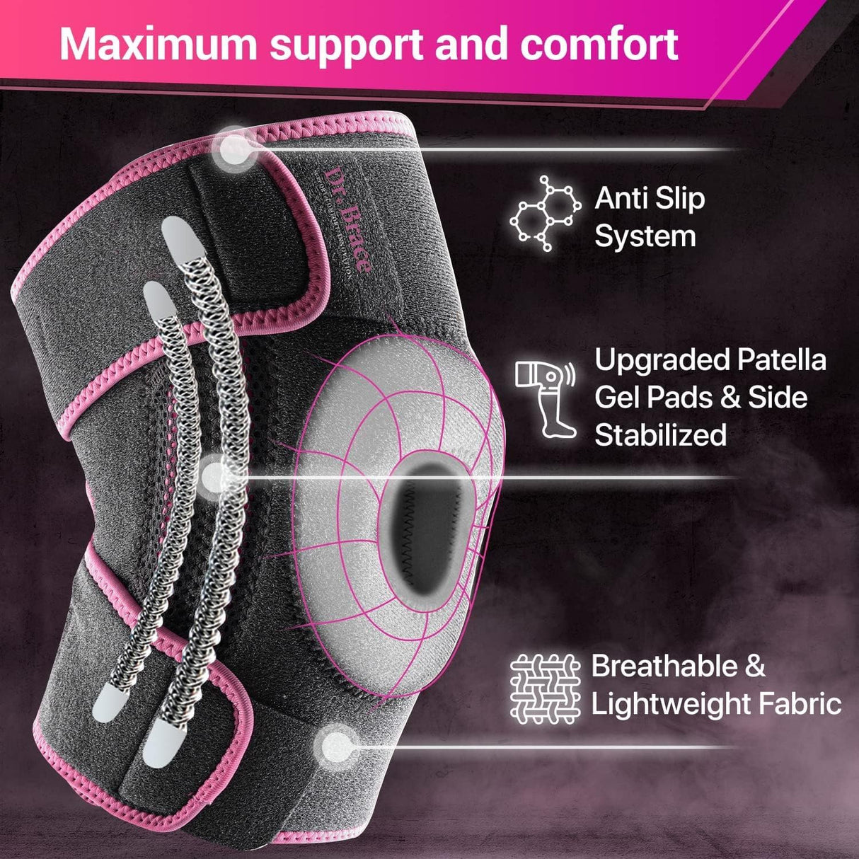 DR. BRACE ELITE Knee Brace with Side Stabilizers & Patella Gel Pads for Maximum Knee Pain Support and fast recovery for men and women-Please Check How To Size Video (XX-Large, Orion)