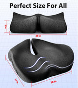 Airllantry Seat Cushion, Memory Foam Pressure Relief Coccyx Cushion for Tailbone Pain, Extra-Large Butt Pad for Office Chair, Car Seat, and Gaming Chair Pain Relief, Extra Cover