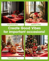 Pureegg Plastic Table Cloth Disposable 10 Pack, 54 x 108 Inch Table Cloths, Valentines Day, Thanksgiving, Christmas Decorations, Fall Tablecloths, Rectangle, Plastic Cover, Leakproof & Sturdy, Red