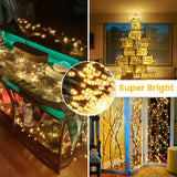 2-Pack Connectable 164FT 400LED Christmas Lights Outdoor Waterproof, Christmas String Lights with 8 Modes, Twinkle Lights Green Wire for Holiday Party Christmas Decorations Outdoor Indoor, Warm White