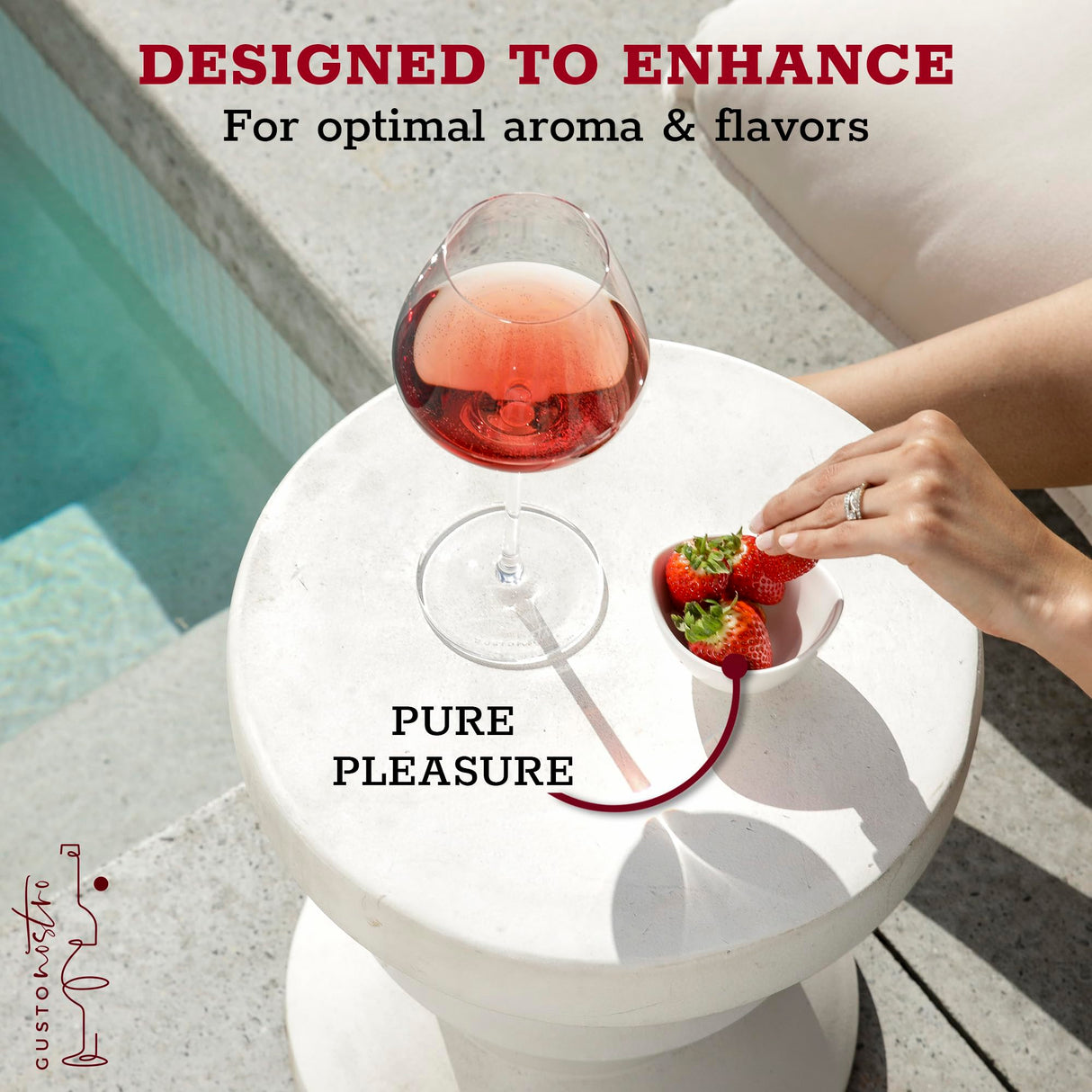 Gusto Nostro Crystal Wine Glasses Set of 4, 22 Oz Long Stem Modern Wine Glasses for White and Red Wine, Dishwasher Safe, Fancy, Elegant, Large and Tall Wine Glass for Wedding Christmas Anniversary