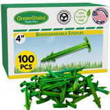 100 ct. Contractor Grade 4-Inch Biodegradable Stakes - Eco-Friendly Sod Staples for Weed Fabric, Landscape Staples & Landscape Fabric, Netting, Gardening and Blanket