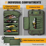 Tool Bag Roll Up, UUP Heavy Duty Portable Soft Tool Storage, Foldable Empty Rollup Organizer with Small Pockets, Official Rollable Toolbag, Father Day Gifts for Him Dad Men Mechanic Welding, Green
