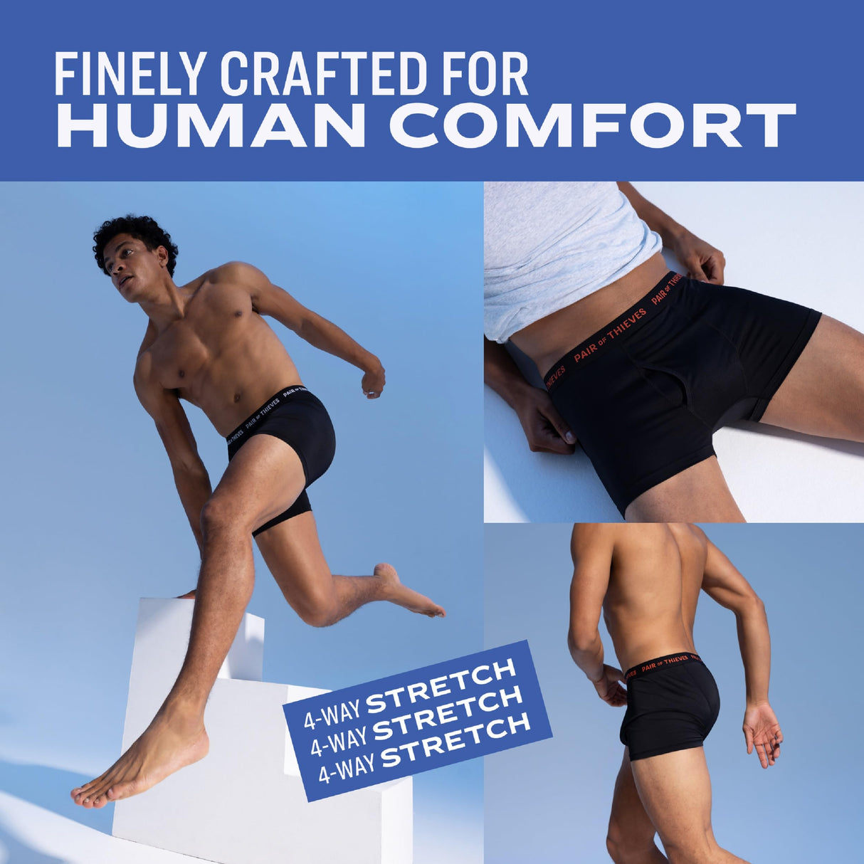 Pair of Thieves Men’s Boxer Briefs - Soft, Breathable Cotton Underwear - 4-Way Stretch & Comfort Waistband, Tag-Free (4 Pack) Black/Plum