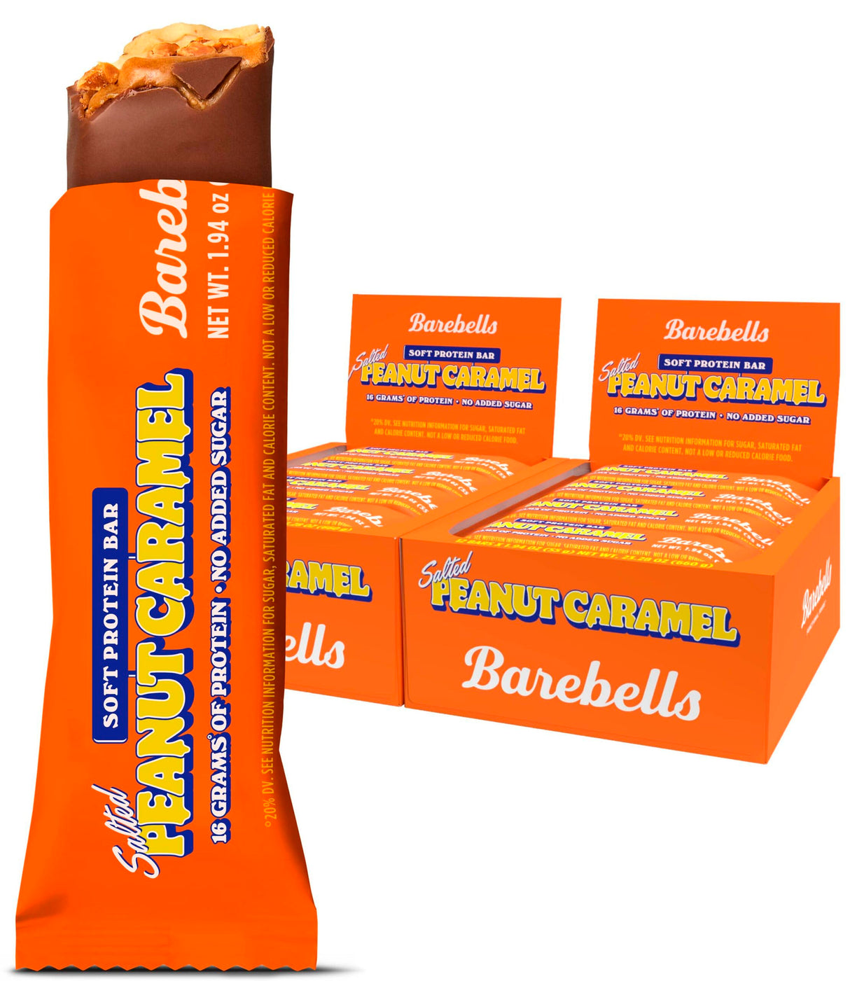 Barebells Soft Protein Bars Salted Peanut Caramel - 24 Bars (2 Packs of 12) -16g High Protein Treats - Chocolate Nutrition Bar with 1g Total Sugars - On The Go Breakfast or Post-Workout Snack