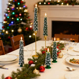 MUMCHASI 4 Pcs Flameless Taper Candles, Christmas Tree Candles with Remote, Battery Operated Candlesticks, Flickering LED Window Candlelights Real Wax Christmas Candlesticks H9.45,11.4”Green