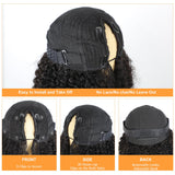 Domiso Curly V Part Wig Human Hair Upgrade U Part Wigs Human Hair Wigs for Black Women Human Hair Glueless V Shape Wigs Kinky Curly Wigs No Leave Out 180% Density Natural Color 18 Inch